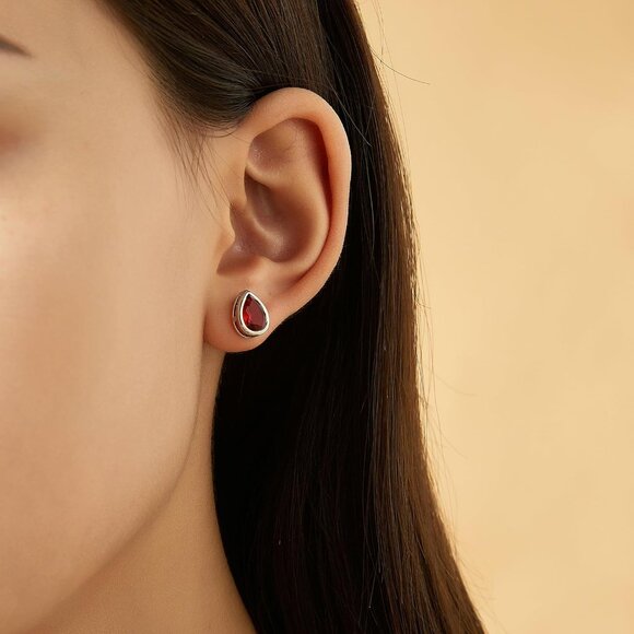 Set of 7 Multicolor Sterling Silver WaterDrop Stud Earrings with AAA CZ for Wome - Picture 6 of 7